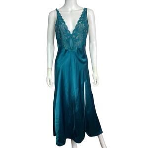 Vtg 90s Victoria's Secret Womens M Green Gold Label Lace Lingerie Slip Dress NWT